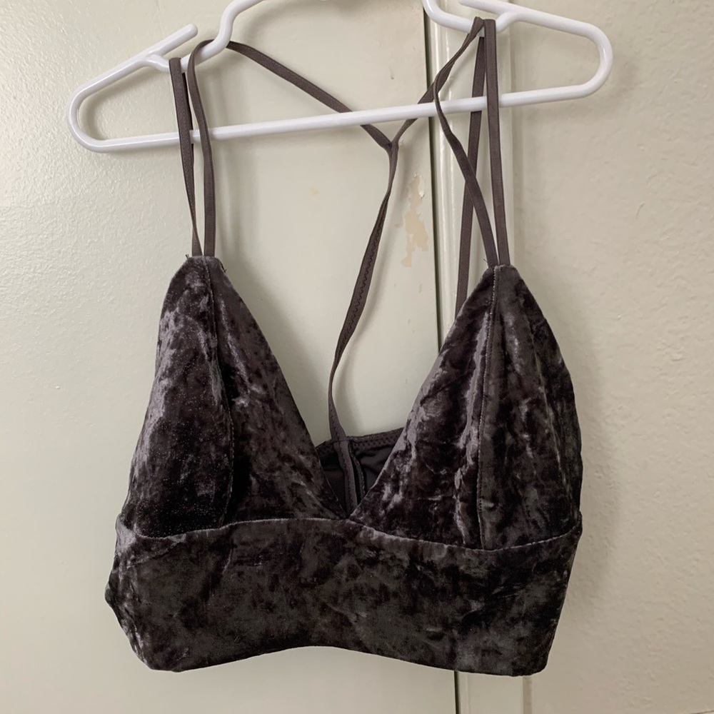 Dark purple velvet crop top